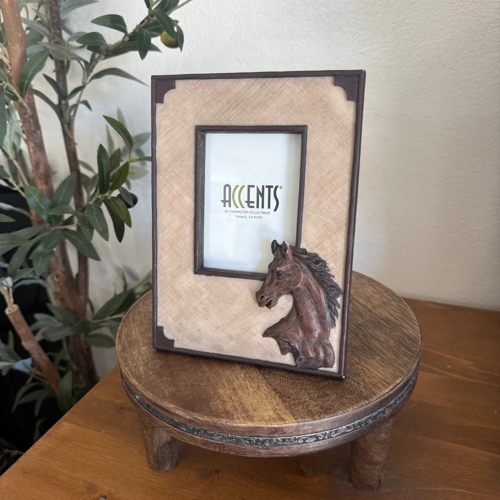 Vintage 1999 Accents Horse Head 3D Picture Frame Brown Western Rustic 5x7